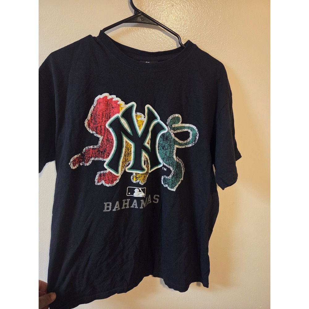 New York Yankees Bahamas Rasta Lion T-Shirt Mens Large Black MLB 2007 Vintage